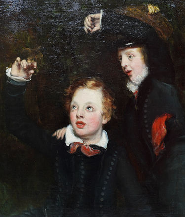 Portrait of Two Boys with a Bird