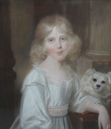 Portrait of Girl with White Dog