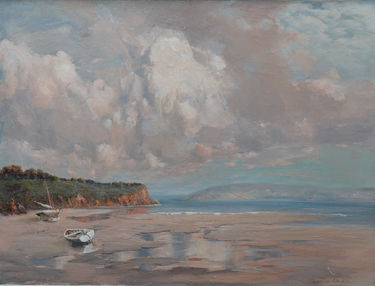 Coastal Scene with Two Beached Boats