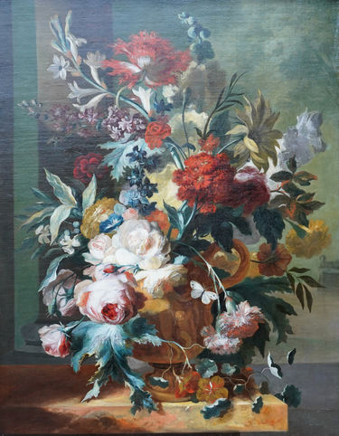 Flowers in a Vase on a Ledge