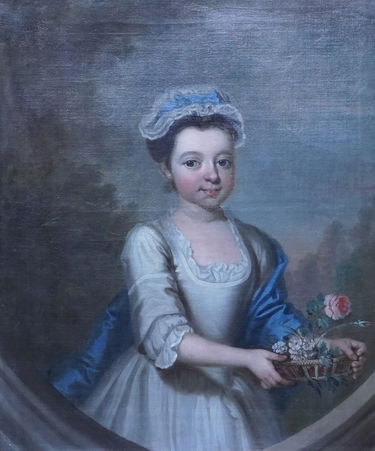 Portrait of a Girl with Basket of Flowers 