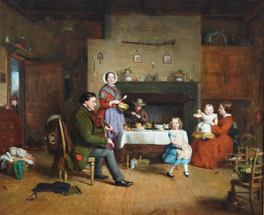 Portrait of a Family in a Cottage Interior