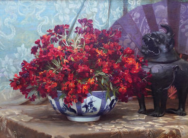 Still Life of Flowers with Chinese Incense Burner