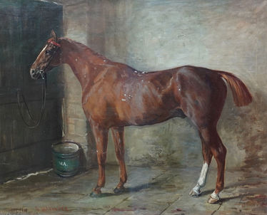 Portrait of a Chestnut Horse in a Stable