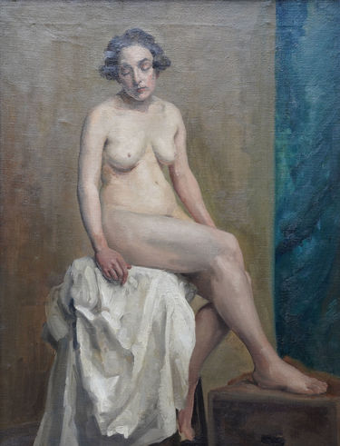 Seated Female Nude in Art Class