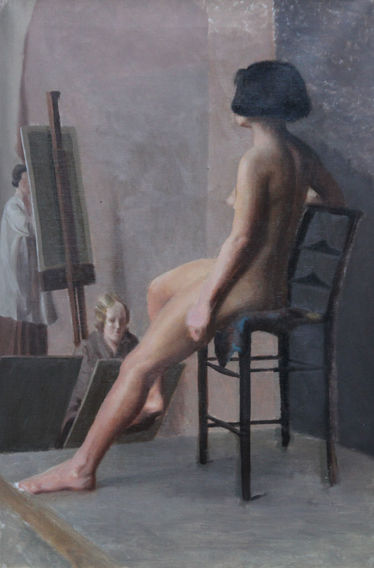 Female Nude in Women's Art Class Portrait