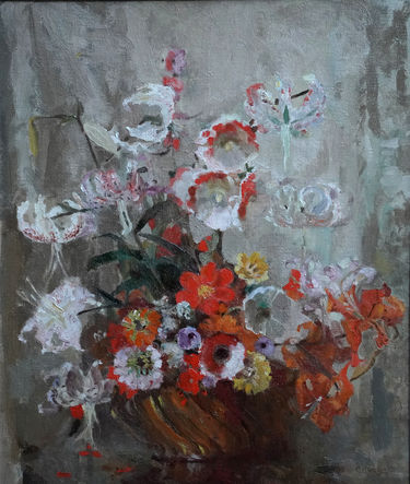 White and Orange Flowers in  Bowl