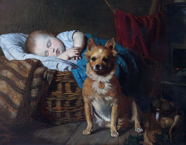 Portrait of a Baby with Dog