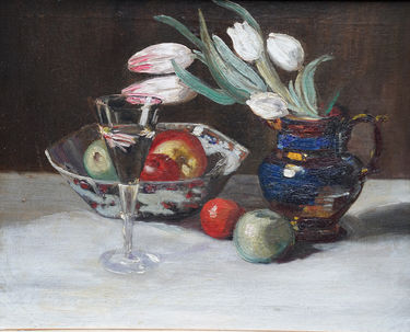 Still Life of Tulips and Fruit