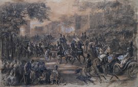 Champs Elysees Paris Impressionist drawing by Alfred Quesnay de Beaurepaire Richard Taylor Fine Art