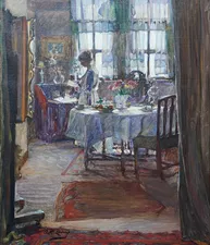 ../Scottish Edwardian Interior with Lady Reading by Annie Rose Laing Richard Taylor Fine Art