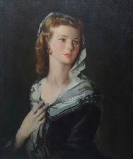 ../British Forties Portrait of a Lady by Archibald Barnes Richard Taylor Fine Art