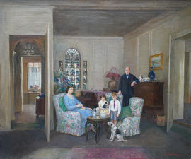 ../British 1950's Family Interior by Charles Cundall at Richard Taylor Fine Art