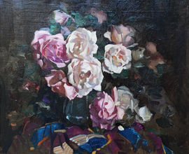 Scottish Thirties Still Life of Roses by David Alison Richard Taylor Fine Art