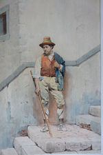The Peasant Italian watercolour by Federico Bartolini Richard Taylor Fine Art