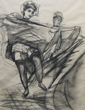 ../Can Can Dancers Impressionist drawing by Frank G Howes Richard Taylor Fine Art