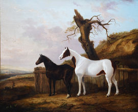 ../British Victorian Portrait of Horses in a Landscape by George Cole Richard Taylor Fine Art