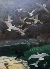 British Edwardian Seagulls Seascape by H Hardey Simpson Richard Taylor Fine Art