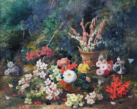 ../British Victorian Floral Still Life by Henry Livens Richard Taylor Fine Art