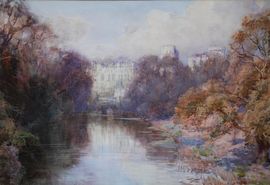 ../Warwick Castle watercolour by Henry Charles Brewer    Richard Taylor Fine Art