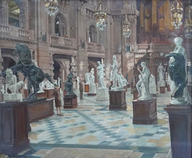 ../Scottish 1920's  Art Gallery Interior Glasgow by John Burns Robertson Richard Taylor Fine Art
