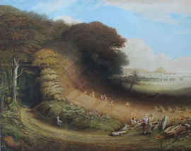 ../St Michael's Mount Cornwall by John Linnell (circle) Richard Taylor Fine Art