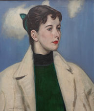 ../British 1950's Female Portrait  by Leonard Fuller at Richard Taylor Fine Art
