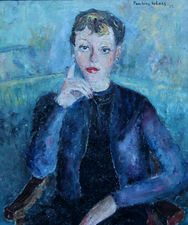 ../Portrait of a French Lady in Blue by Pauline Glass Richard Taylor Fine Art