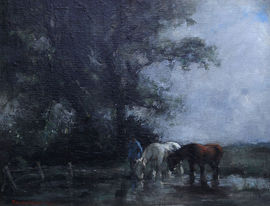 ../Watering Horses Edwardian Impressionist Art by Rowley Leggett Richard Taylor Fine Art