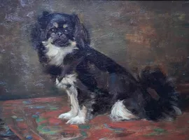 British 1920's Portrait of Pekingese Dog by Samuel Fulton Richard Taylor Fine Art