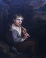 Thomas Barker of Bath Portrait of Boy Playing Flute. British Old Master Art Visit Richard Taylor Fine Art