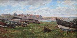 Artists at Harbour by Thomas Eyre Macklin Richard Taylor Fine Art